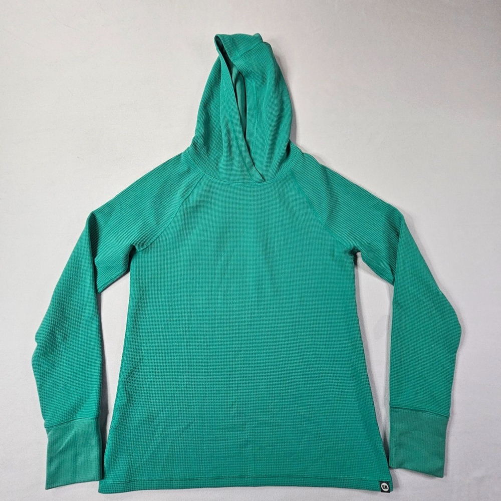 Eddie Bauer Green Long Sleeve Hooded Polyester Spandex Thermal T-Shirt Womens PS